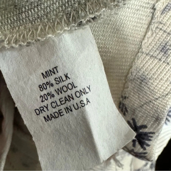MINT Vintage 2Piece Set Silk Blouse Silk Wool Skirt Cream Dandelion Print Size 8 - Picture 15 of 15